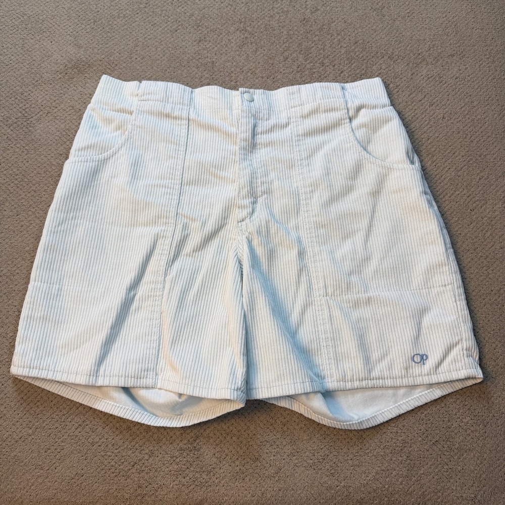 Vintage 1980s Ocean Pacific OP Corduroy Shorts Light Blue Size 36 Made in USA